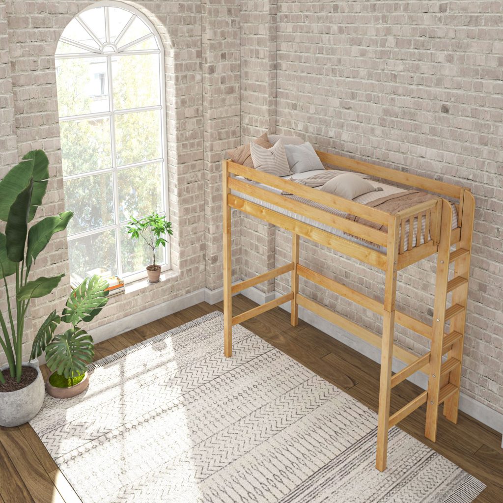 Twin Ultra High Loft Bed with Straight Ladder
