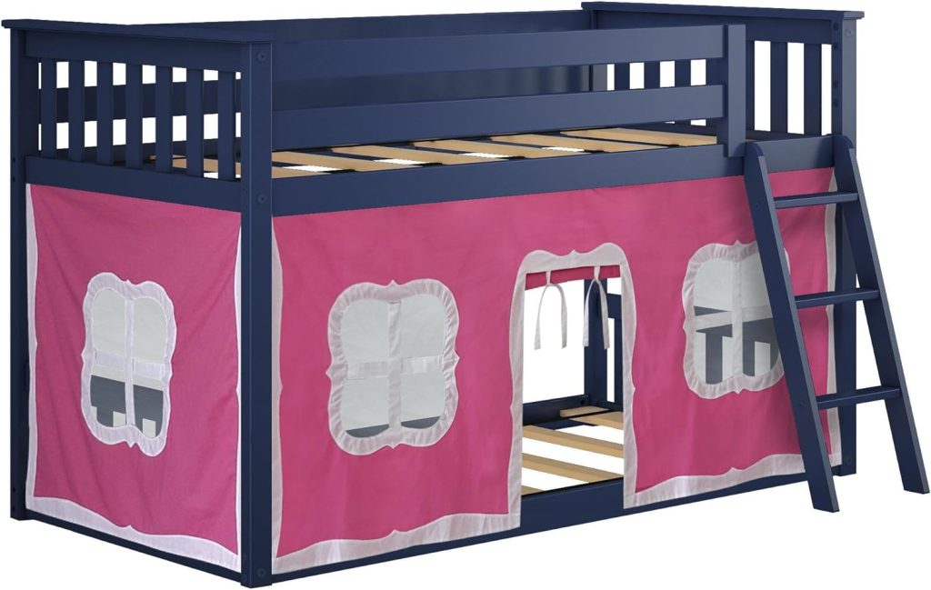 Max And Lily Twin Over Twin Low Bunk Bed With Curtain - Image 6