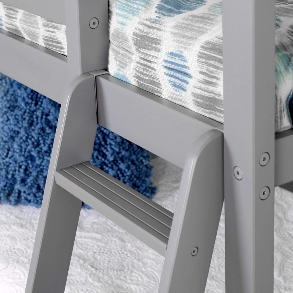 Max and Lily Twin Over Twin Low Bunk Bed In Grey With Curtain - Image 8
