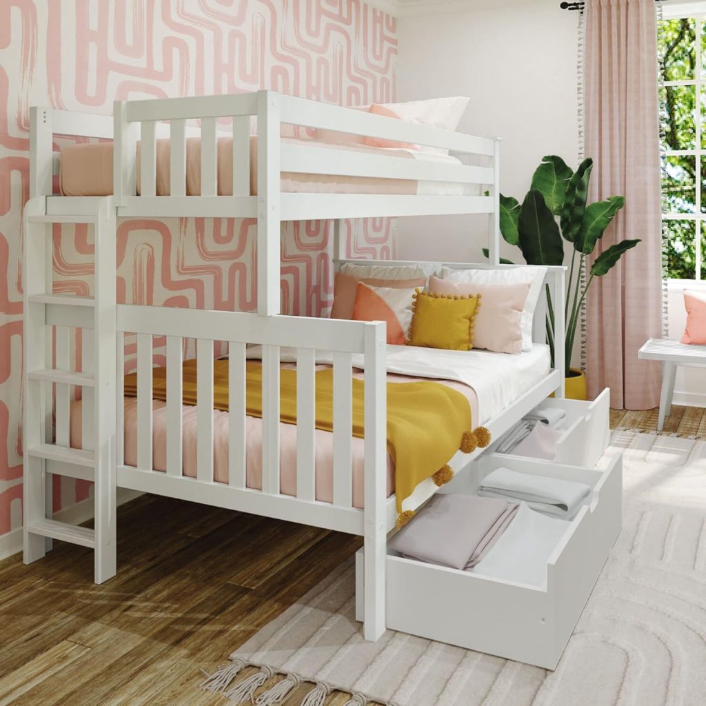 Max And Lily Twin Over Full Bunk Bed Ladder On End And Storage In White - Image 3