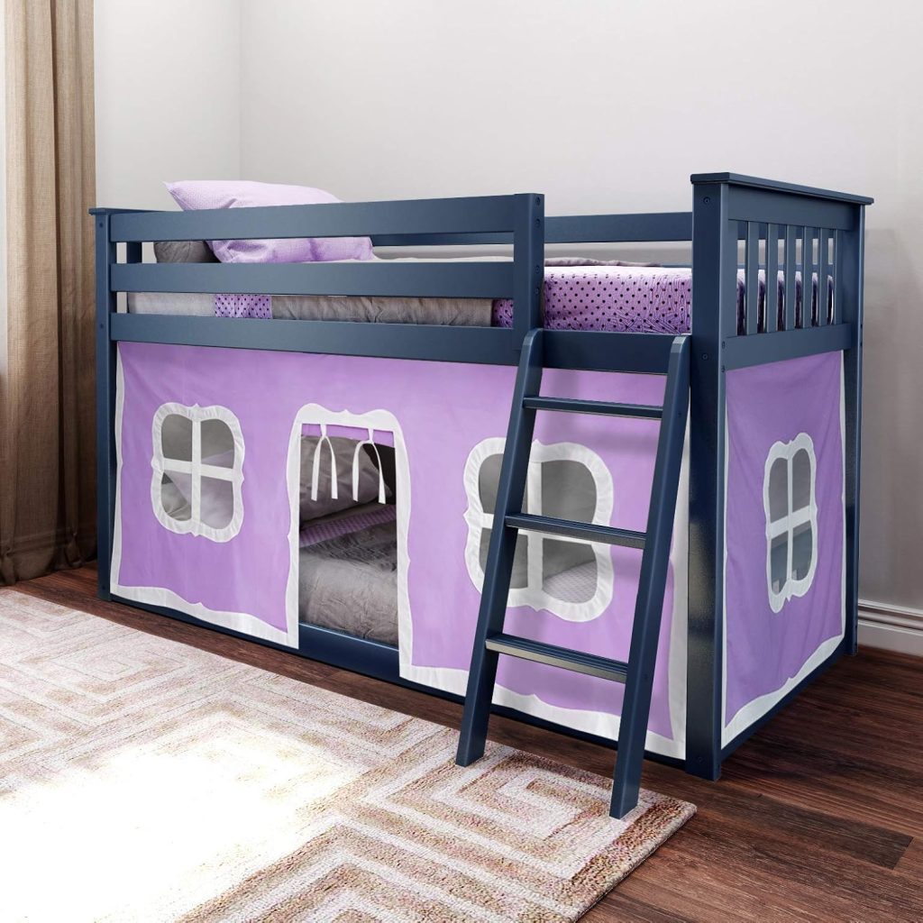 Twin Low Bunk Bed In Blue