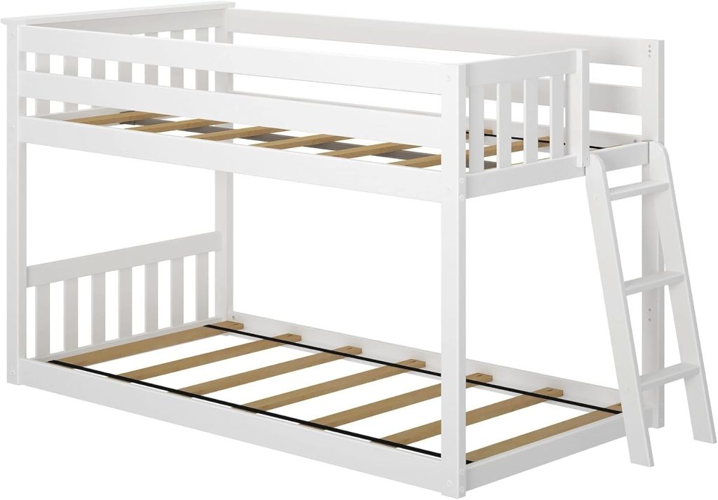 Max And Lily Twin Low Bunk Bed With Ladder On End, White - Image 6