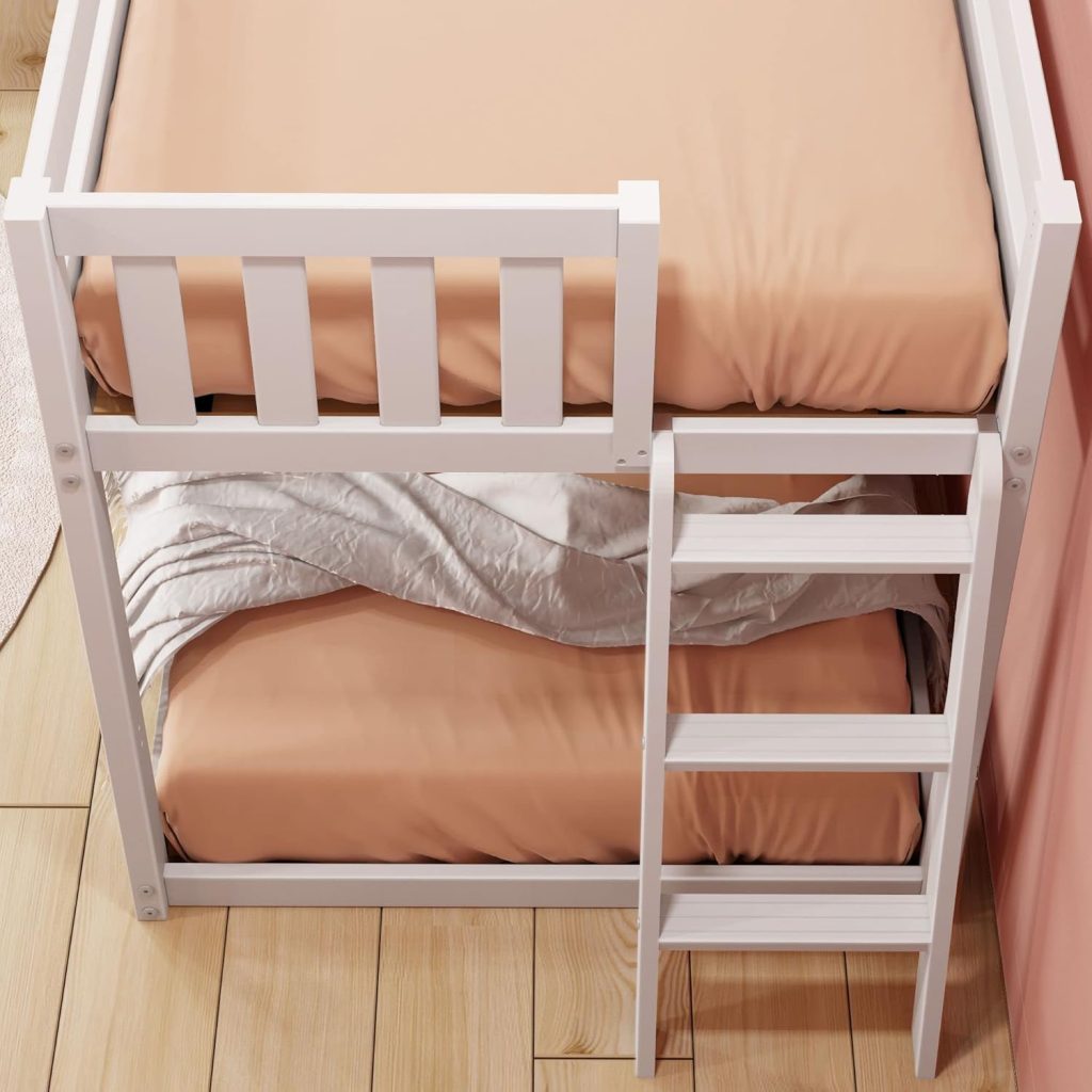 Max And Lily Twin Low Bunk Bed With Ladder On End, White - Image 7