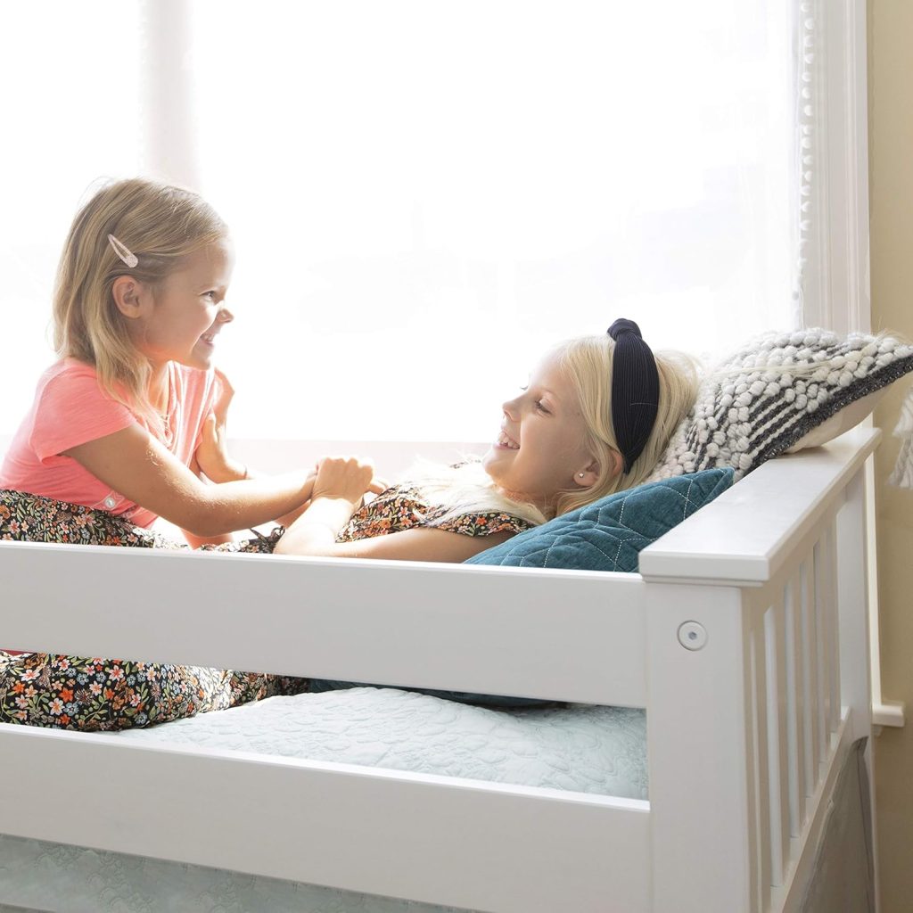 Max And Lily Twin Over Twin Low Bunk Bed With Staircase , White - Image 5