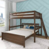 Max and Lily Full Over Queen L-Shaped Bunk Bed Walnut