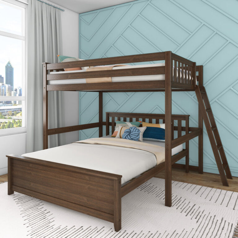 Max and Lily Full Over Queen L-Shaped Bunk Bed Walnut Max and Lily Full Over Queen L-Shaped Bunk Bed Walnut
