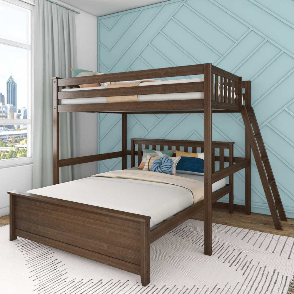 Max & Lily Full Over Queen L-Shaped Bunk Bed Walnut