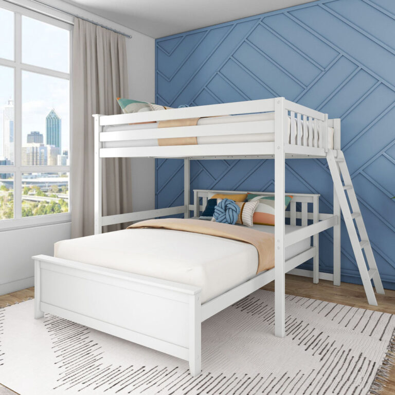 Max and Lily Full Over Queen L-Shaped Bunk Bed White