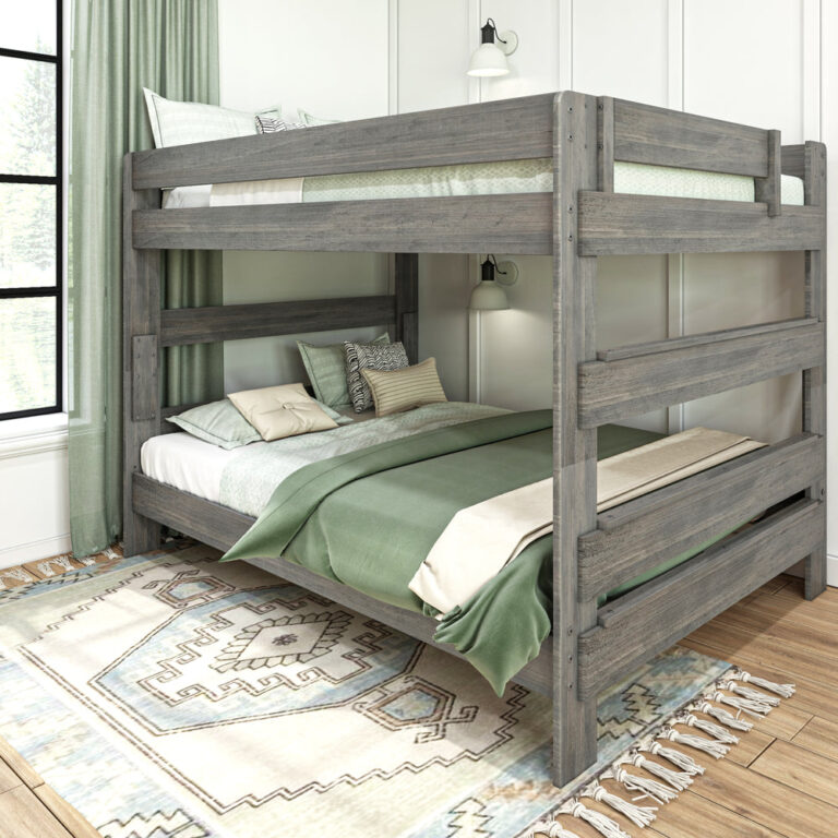 Max and Lily Modern Farmhouse Bunk Bed Queen Over Queen Bunk Bed Driftwood