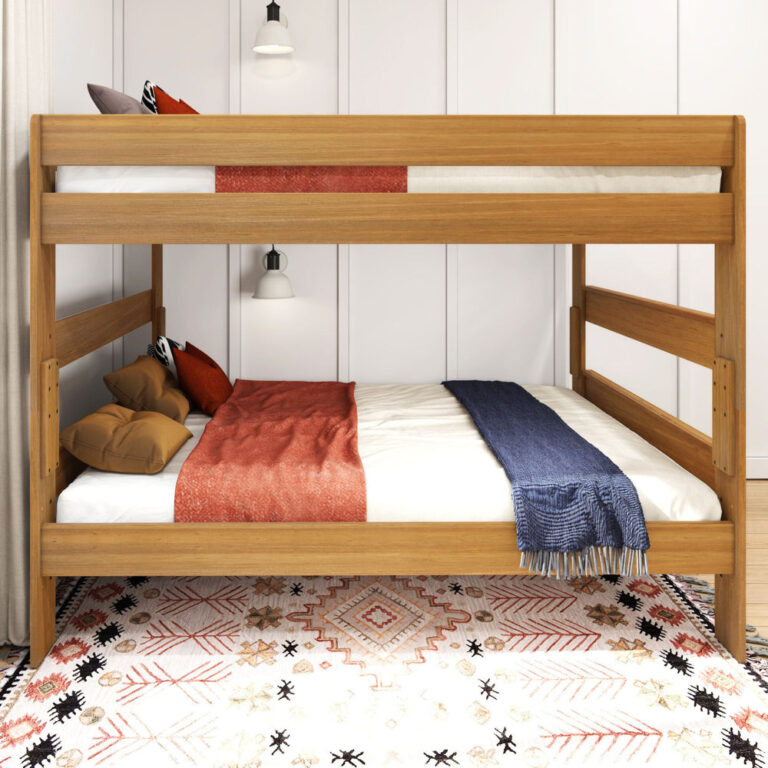 Max and Lily Modern Farmhouse Bunk Bed Queen Over Queen Bunk Bed Pecan