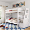 Modern farmhouse twin over twin bunk bed with stairs