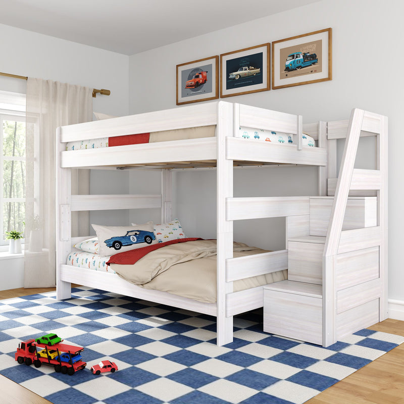 Max and Lily Modern Farmhouse Bunk Bed Queen Over Queen Bunk Bed With Stairs