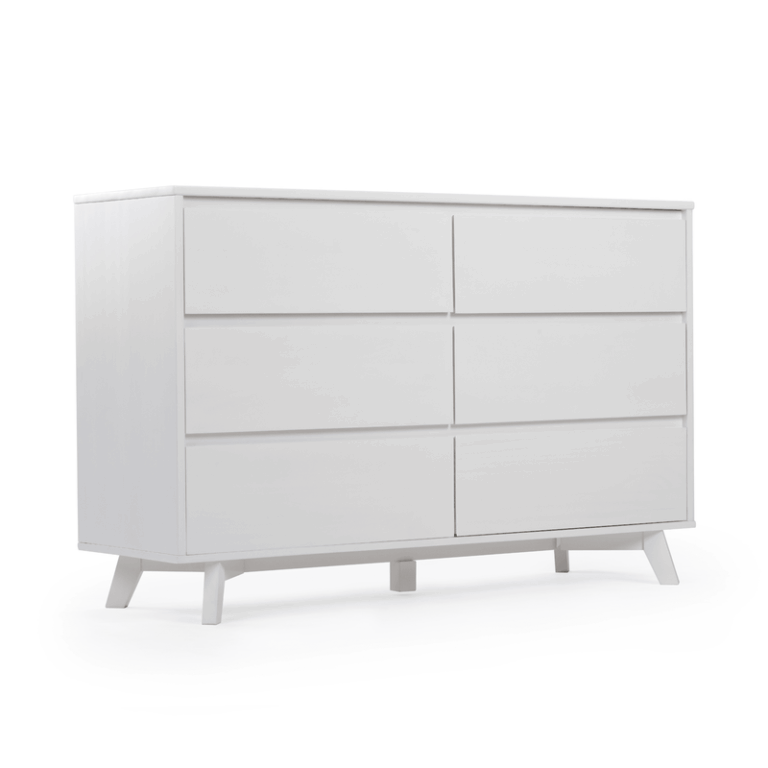 Max and Lily Scandinavian 6-Drawer Dresser in White