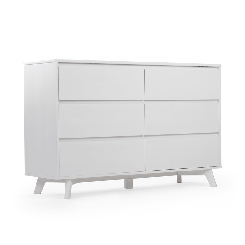 Max and Lily Scandinavian 6-Drawer Dresser in White