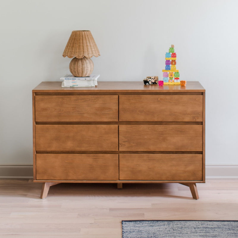 Max and Lily Scandinavian 6-Drawer Dresser in Pecan