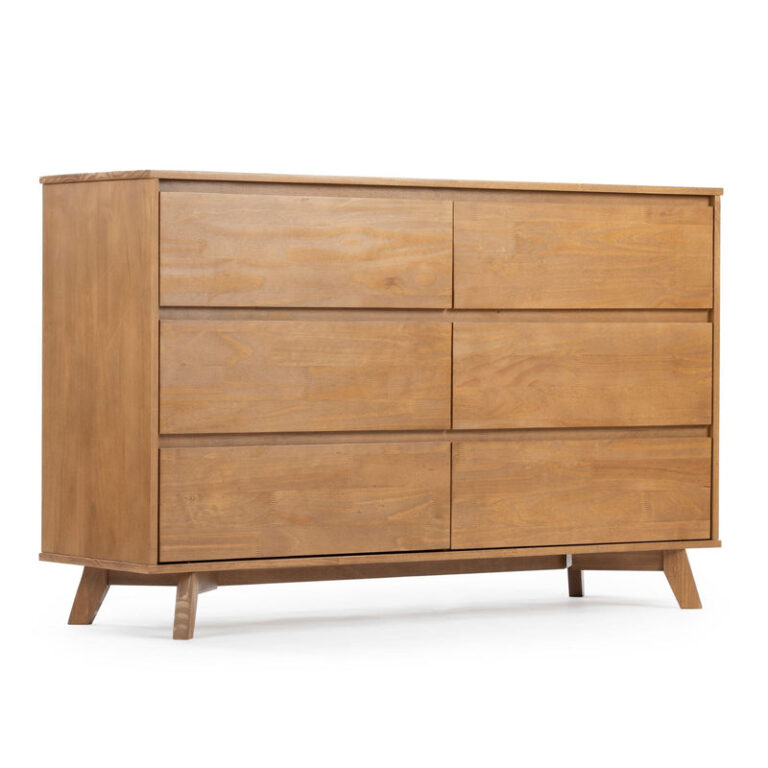 Max and Lily Scandinavian 6-Drawer Dresser in Pecan