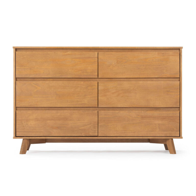 Max and Lily Scandinavian 6-Drawer Dresser in Pecan