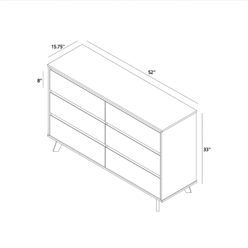 Max and Lily Scandinavian 6-Drawer Dresser in Blonde