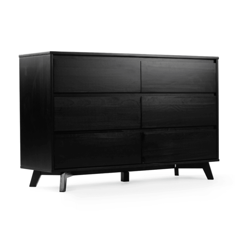 Max and Lily Scandinavian 6-Drawer Dresser in Black