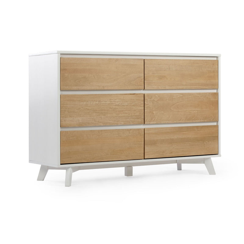 Max and Lily Scandinavian 6-Drawer Dresser in White and Blonde