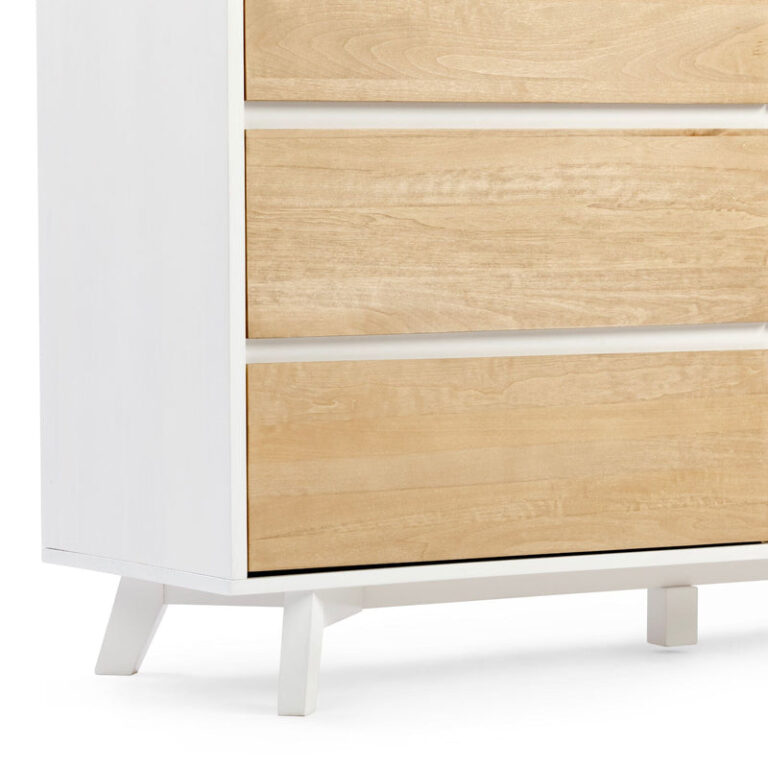 Max and Lily Scandinavian 6-Drawer Dresser in White and Blonde