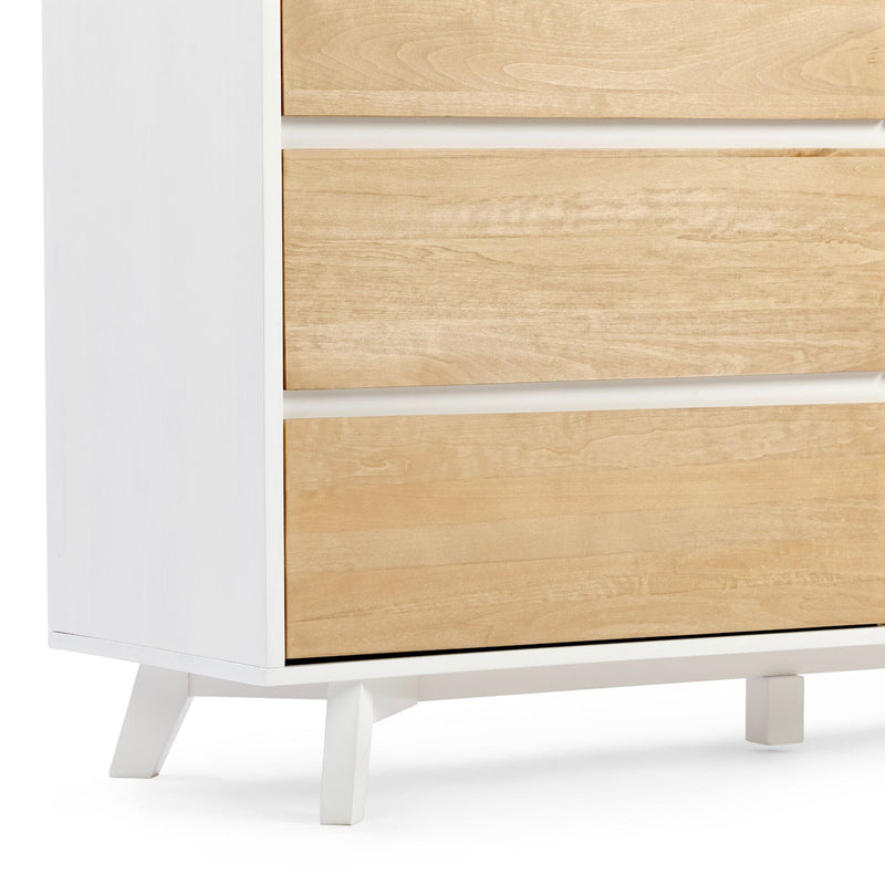 Max and Lily Scandinavian 6-Drawer Dresser in White and Blonde