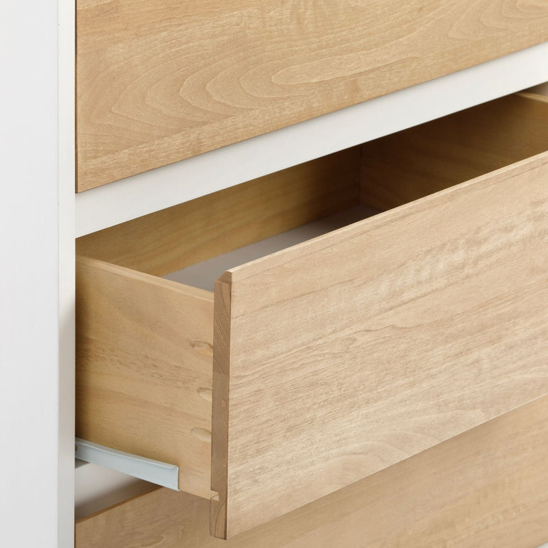Max and Lily Scandinavian 6-Drawer Dresser in White and Blonde
