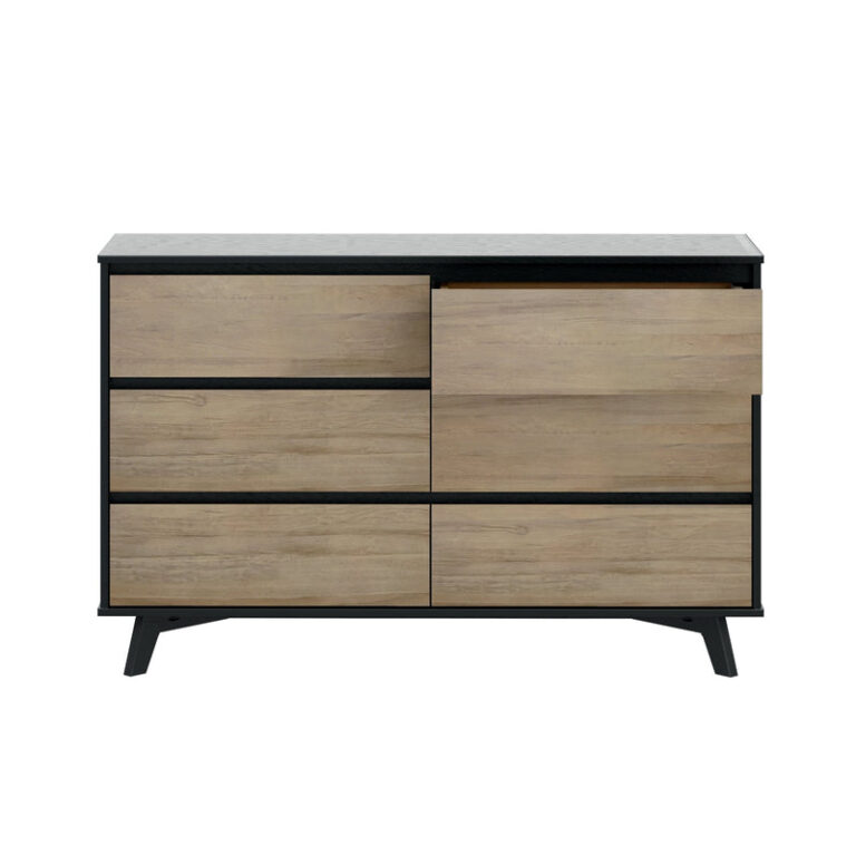 Max and Lily Scandinavian 6-Drawer Dresser in Blonde and Black