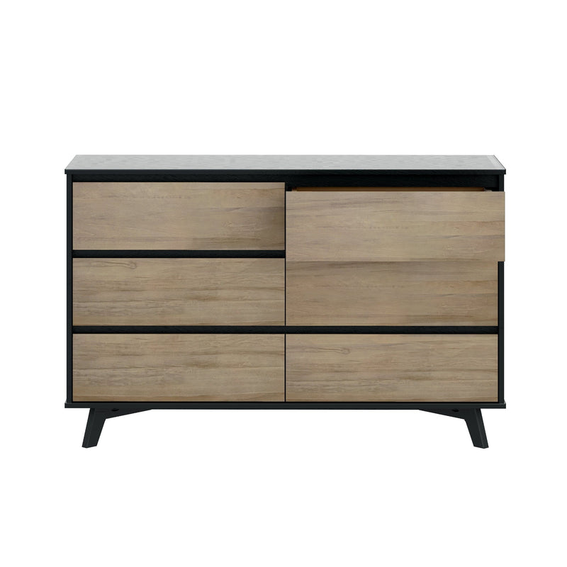 Max and Lily Scandinavian 6-Drawer Dresser in Blonde and Black