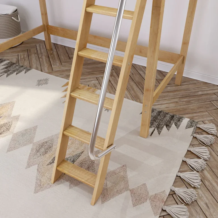High-XL-Loft-Bed-Natural-Panel-Details-Angle-Ladder High XL Loft Bed Natural Panel Details Angle Ladder