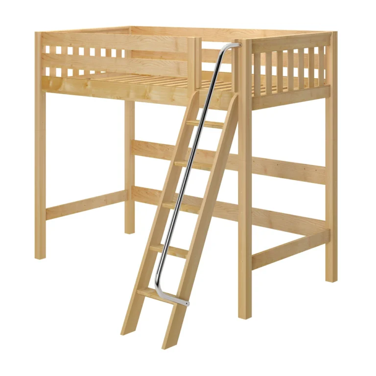 High-XL-Loft-Bed-Natural-Slat-White-Background-Angle-Ladder High XL Loft Bed Natural Slat White Background Angle Ladder 1