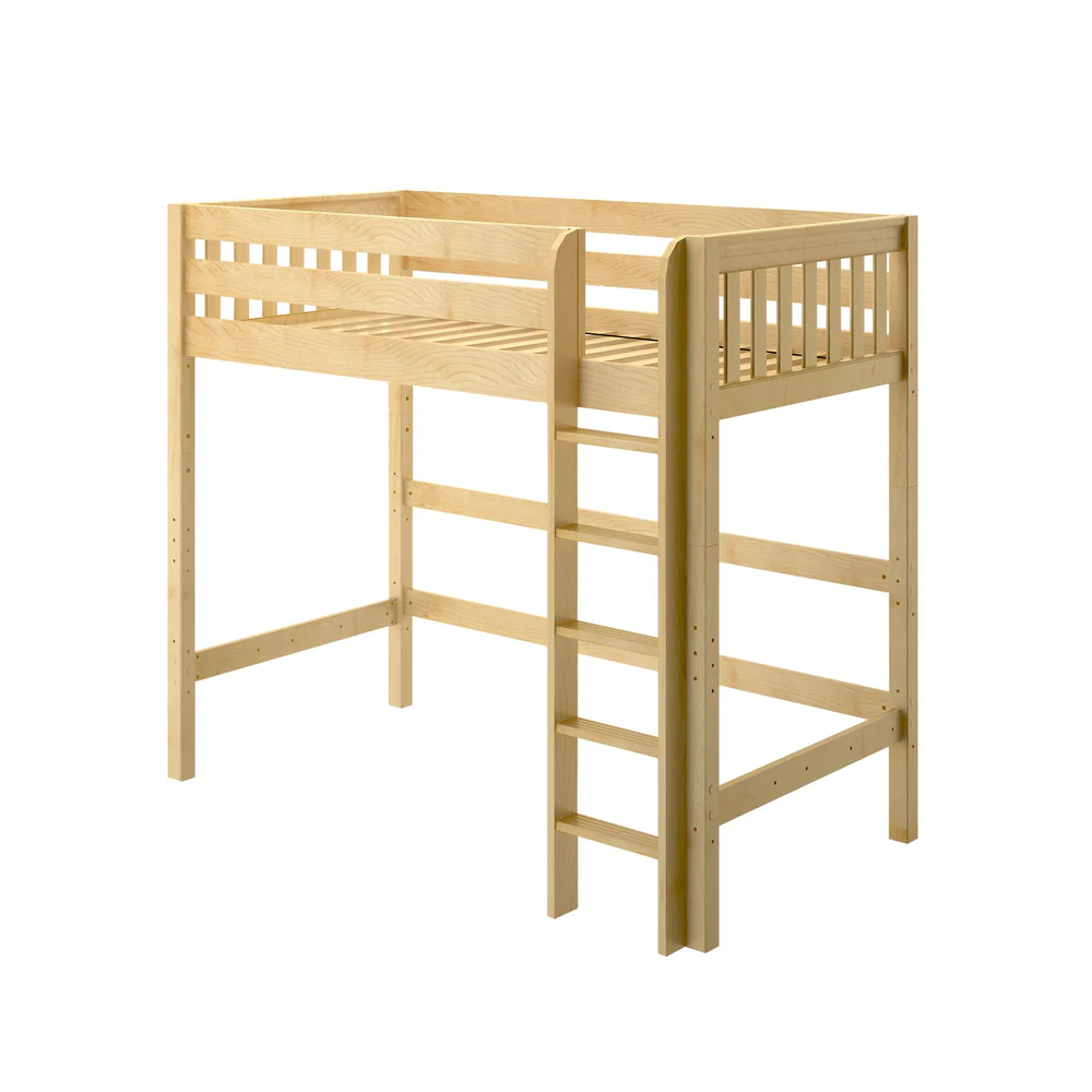 High XL Loft Bed Natural Slat White Background