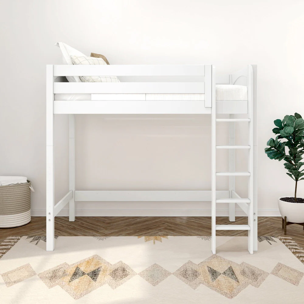 High XL Loft Bed White Panel Front