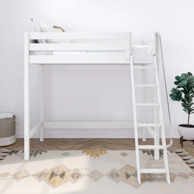 High-XL-Loft-Bed-White-Panel-Twin-Front-Angle-Ladder-Lifestyle-Front High XL Loft Bed White Panel Twin Front Angle Ladder Lifestyle Front