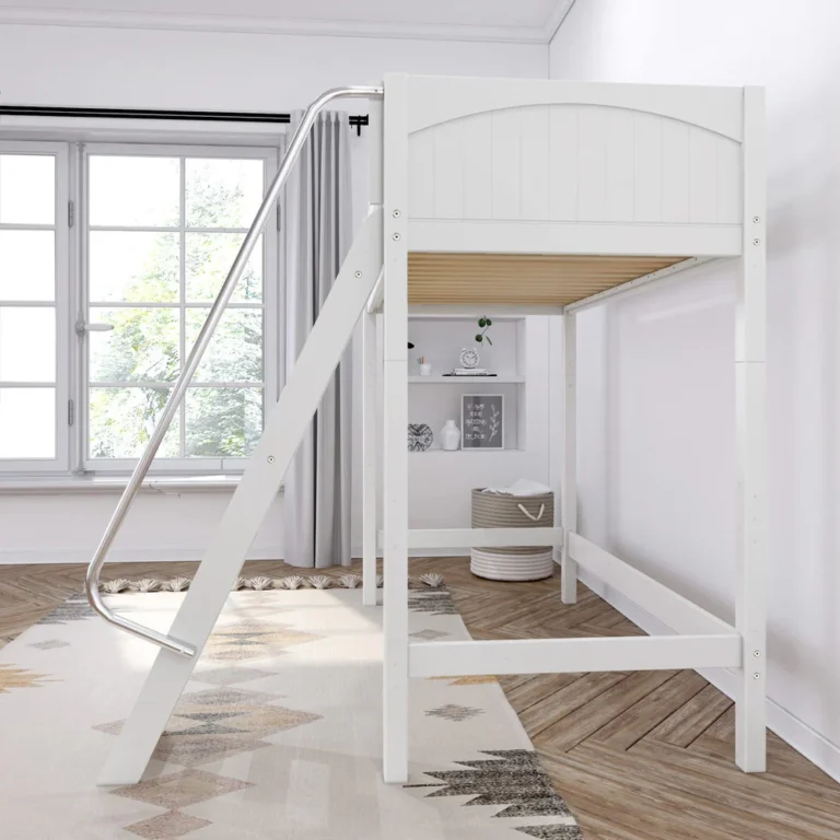 High-XL-Loft-Bed-White-Panel-Twin-Front-Angle-Ladder-Lifestyle-Side High XL Loft Bed White Panel Twin Front Angle Ladder Lifestyle Side