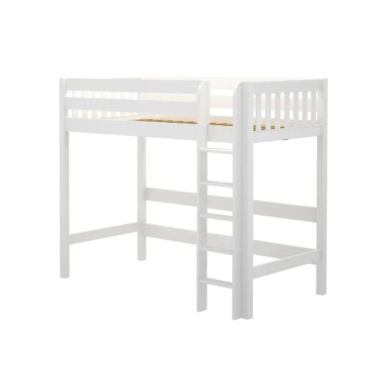 High-XL-Loft-Bed-White-Slat-Twin-Straight-Ladder High XL Loft Bed White Slat Twin Straight Ladder
