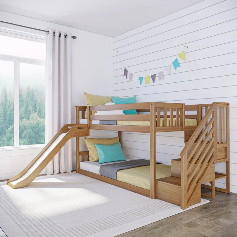 185421-007__1 Max and illy twin over twin low bunk bed with staircase and slide