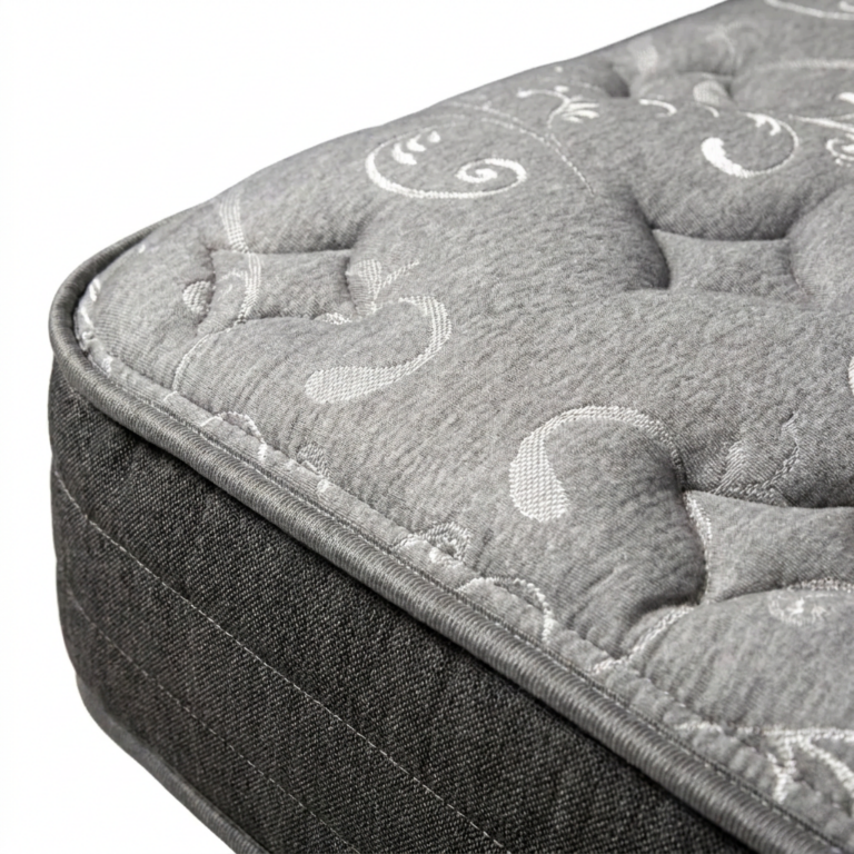 bedsmart-aurora-breeze-mattress-fabric-closeup Aurora Breeze quilted fabric close-up with channel border
