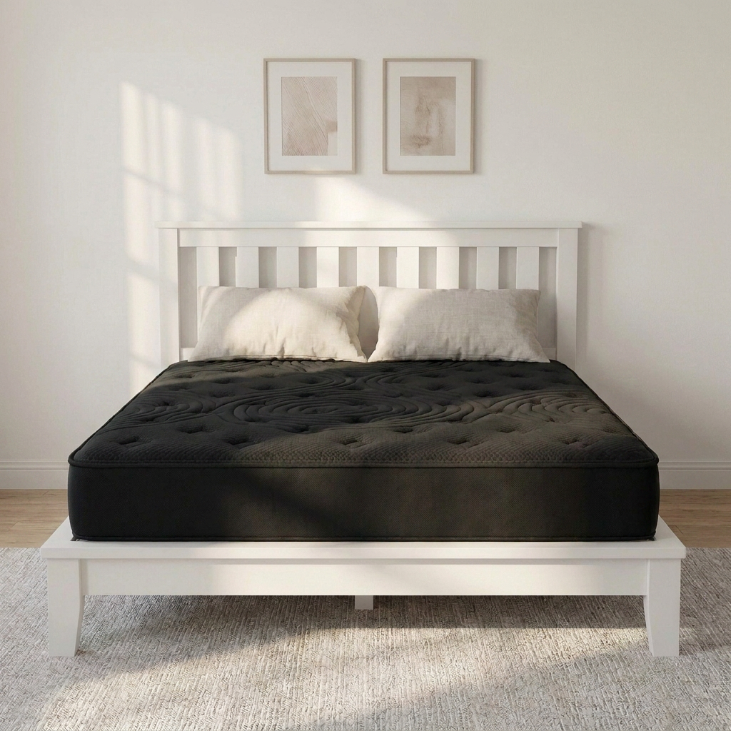 bedsmart-genesis-noir-mattress-front-view Genesis Noir 8.5″ black mattress, straight-on front view