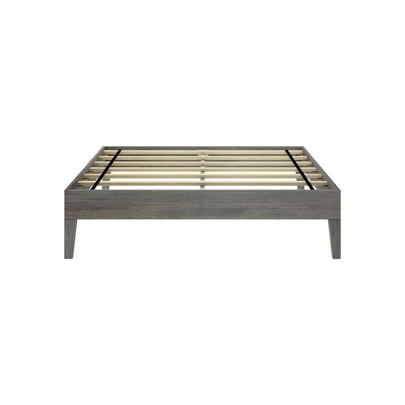 Full Size Platform Bed Driftwood Frame Front View Full Size Platform Bed in Driftwood - front view of the bare frame showing the wooden support slats