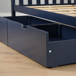 Max And Lily 2 Under Bed Storage Drawers Blue Empty Drawer Interior Max and Lily 2 Under bed Storage Drawers in Blue - empty open drawer showing the divided interior beneath the slatted bed frame
