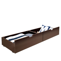 Max And Lily 2 Under Bed Storage Drawers Espresso Drawers With Bedding Max and Lily 2 Under bed Storage Drawers in Espresso - angled view of both drawers filled with folded blankets and pillows