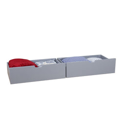 Max And Lily 2 Under Bed Storage Drawers Grey Drawers With Bedding Max and Lily 2 Under bed Storage Drawers in Grey - two drawers filled with folded blankets and bedding