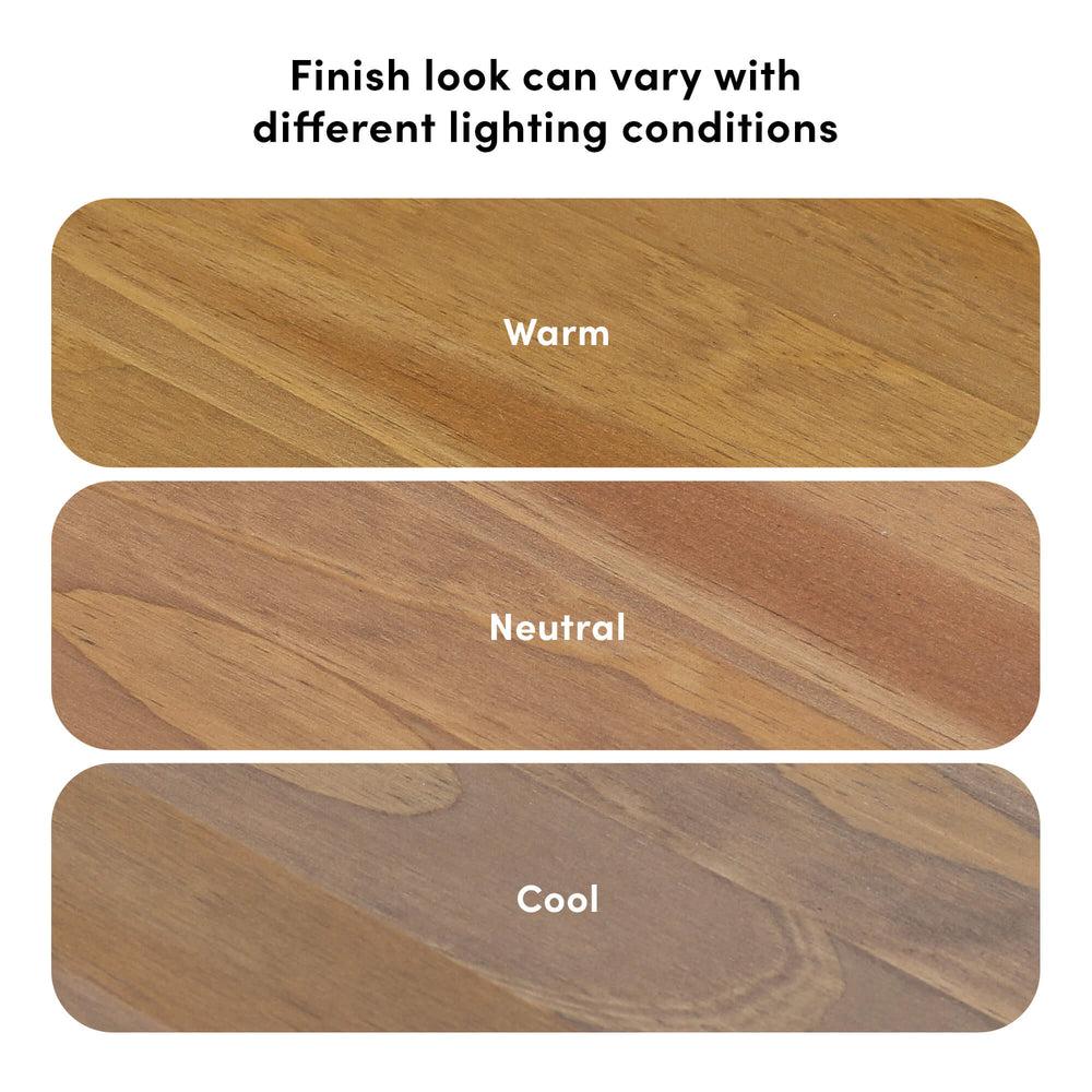 Max and Lily Add on Safety Guard Rail in pecan - pecan finish shown under warm, neutral and cool lighting conditions