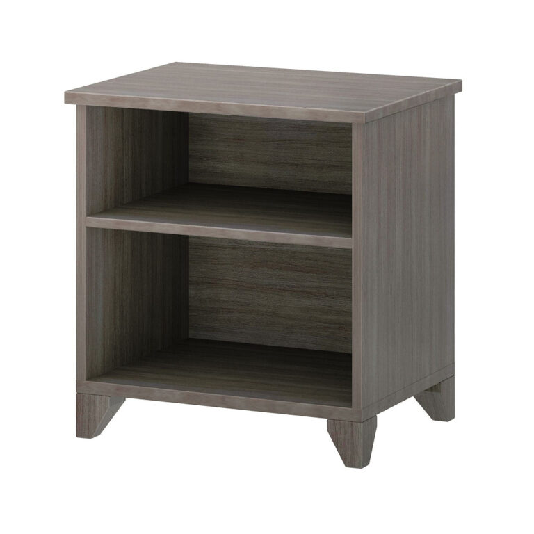 Max And Lily Classic Night Stand With Shelves Clay Angle View Max and Lily Classic Night Stand With Shelves in Clay - angled view showing the open top shelf and lower storage shelf on tapered legs
