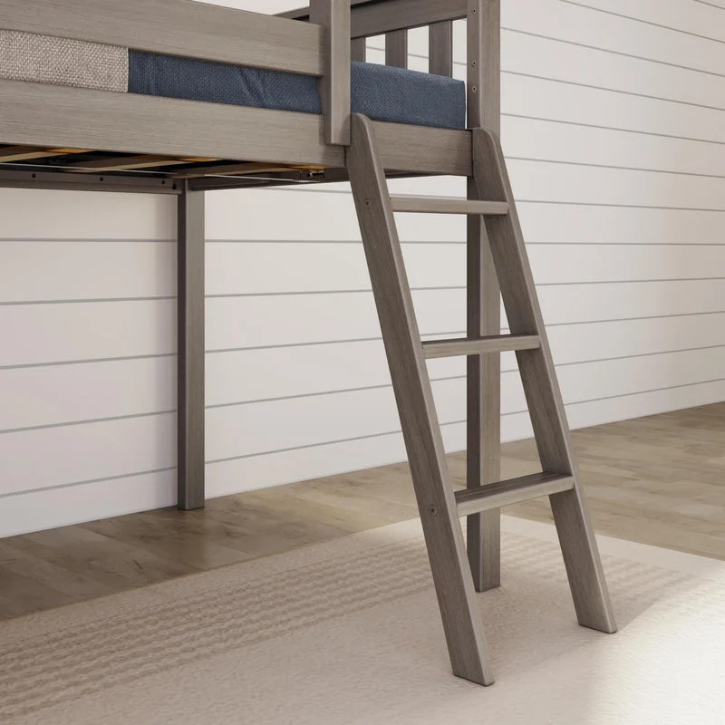 Max And Lily Low Loft Bed With Ez Slide Clay Ladder Detail Max and Lily Low Loft Bed With EZ Slide in Clay - close view of the angled access ladder and the under-bed clearance