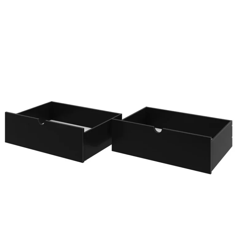 Max And Lily Mid Century Modern Storage Drawers Black Angle View Max and Lily Mid-Century Modern Storage Drawers in Black - angled view of two empty storage drawers.