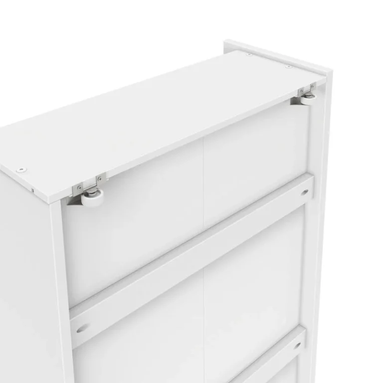 Max And Lily Mid Century Modern Storage Drawers White Caster Detail Max and Lily Mid-Century Modern Storage Drawers in White - close-up of the rolling casters and rail hardware on the underside.