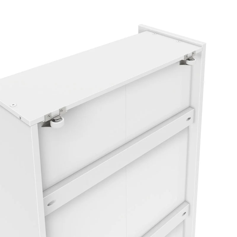 Max and Lily Mid-Century Modern Storage Drawers in White - close-up of the rolling casters and rail hardware on the underside.