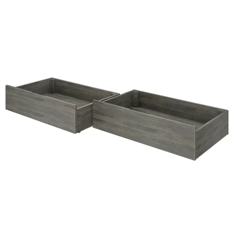 Max And Lily Modern Farmhouse 2 Under Bed Storage Drawers Angle View 3 57185 Max and Lily Modern Farmhouse 2 Under bed Storage Drawers - two empty wooden storage drawers shown at an angle